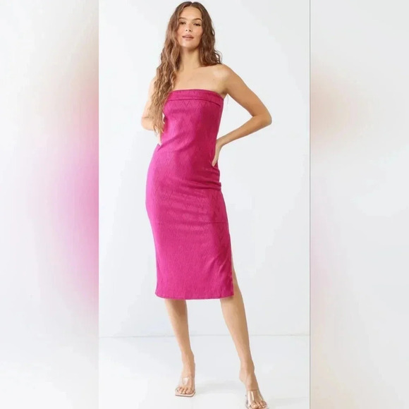 Strapless Side Slit Midi Dress #367-369 - Picture 1 of 8